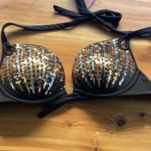 Victoria's Secret Black and Gold Sequin Bra